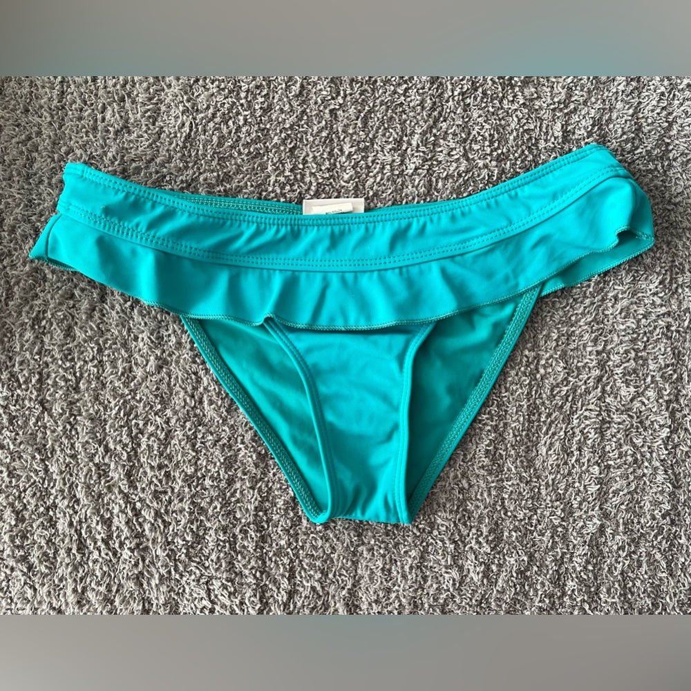 Vintage Turquoise Alloy Ruffle Bikini Bottom—Small
